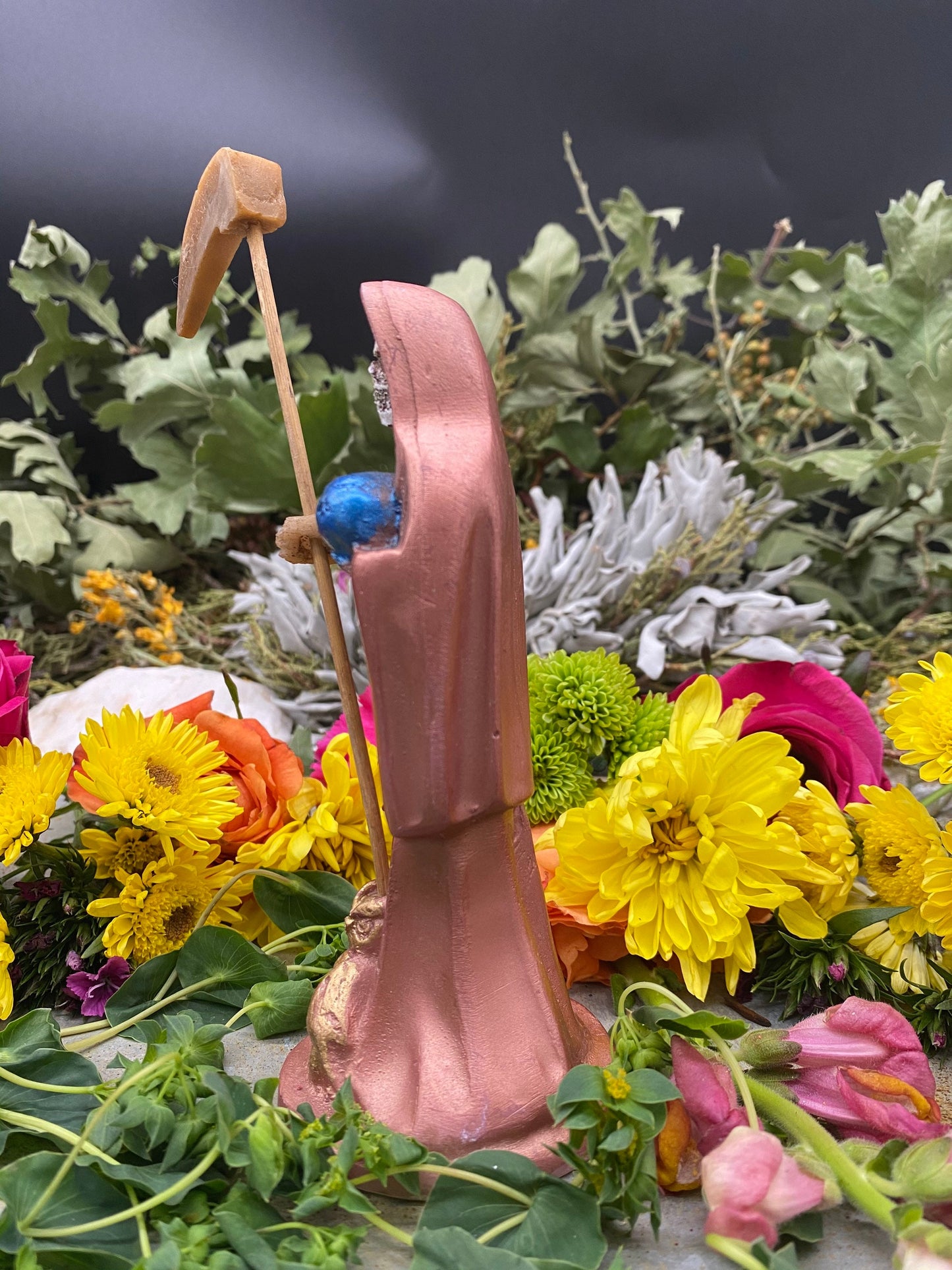 Santa Muerte Cobre/Copper Statue + Fast Luck + Baptized + Fixed + Made in Mexico