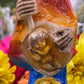 Santa Muerte Siete Colores Statue + 24K Gold + Baptized + Embarazada + Pregnant + Fixed + Made in Mexico