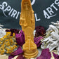 Santa Muerte Dorada Figure Candle + Money + Prosperity + Gold + Oro + 24K Gold