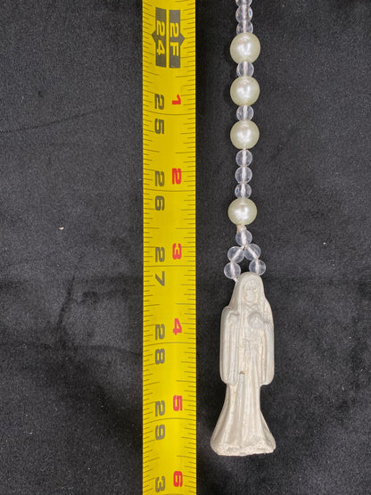 Long Santa Muerte Blanca Rosary + Blessed + Hecho en Mexico + Rosario