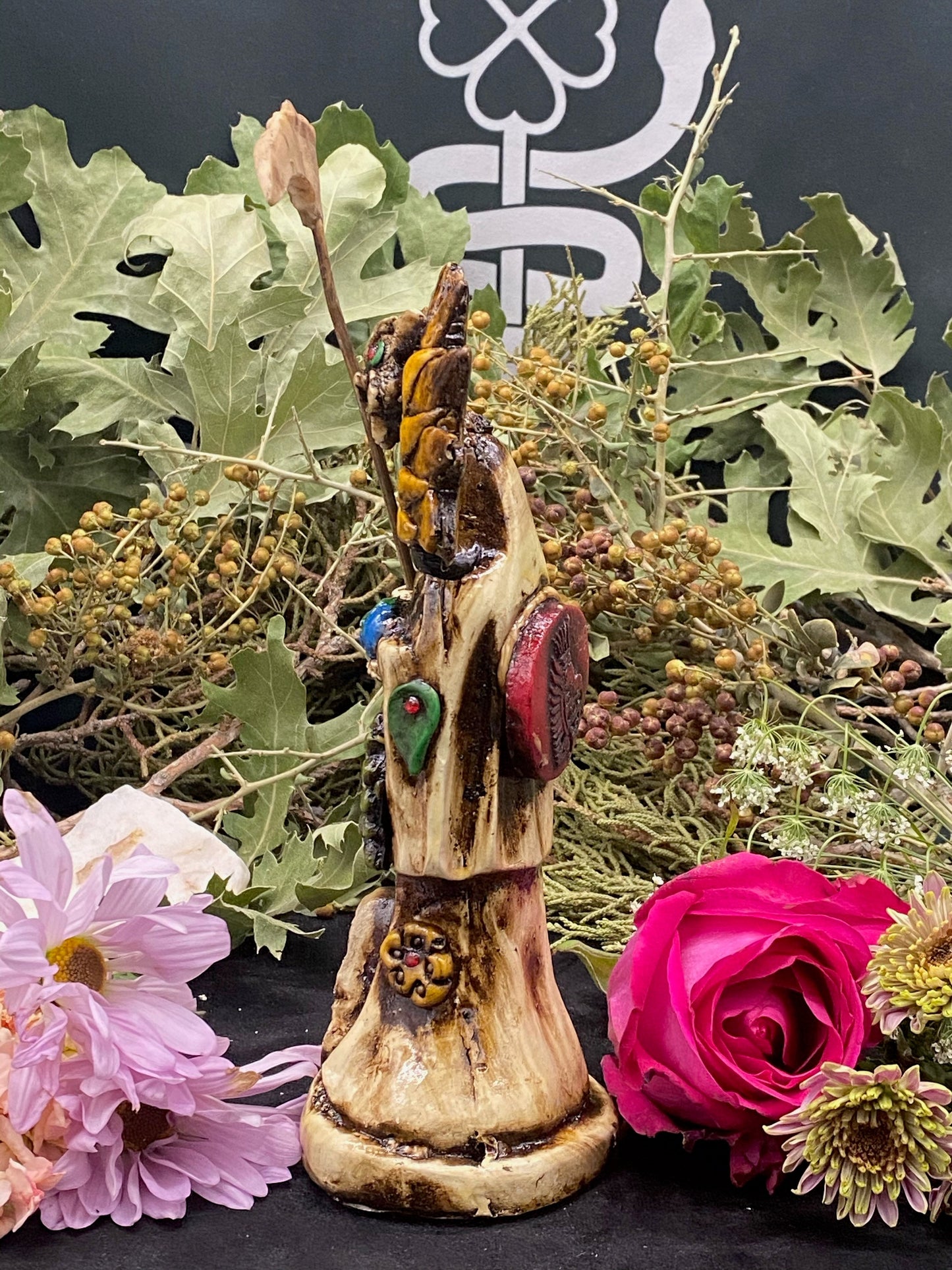 Santa Muerte Azteca Statue + 24K Gold + Baptized + Fixed + Made in Mexico