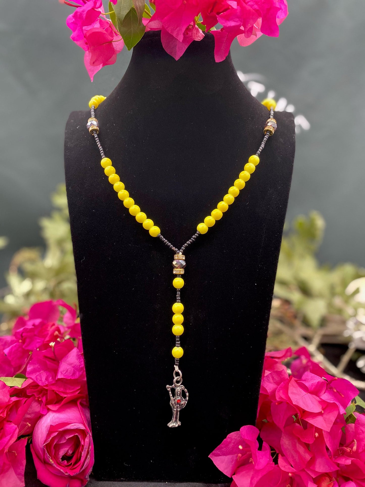 Santa Muerte Amarilla Rosary + Blessed + Handcrafted in Mexico + Rosario