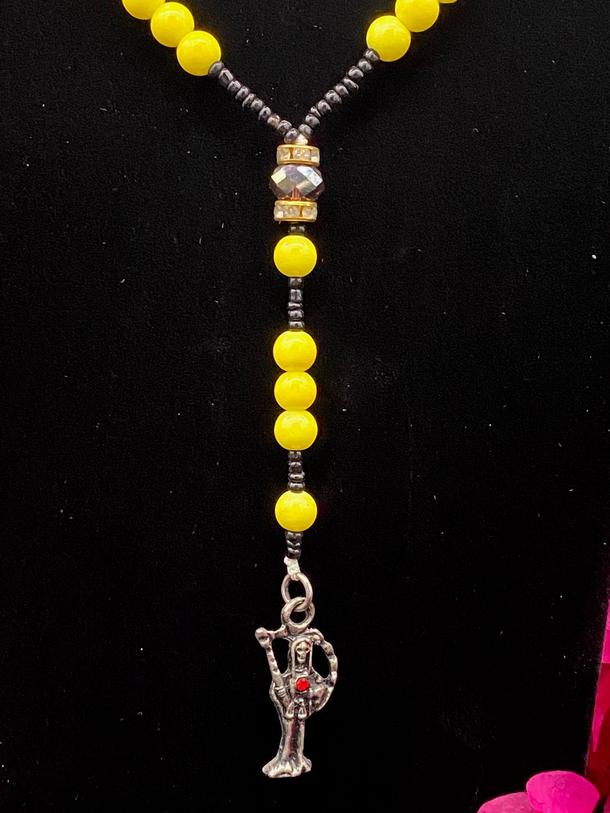 Santa Muerte Amarilla Rosary + Blessed + Handcrafted in Mexico + Rosario