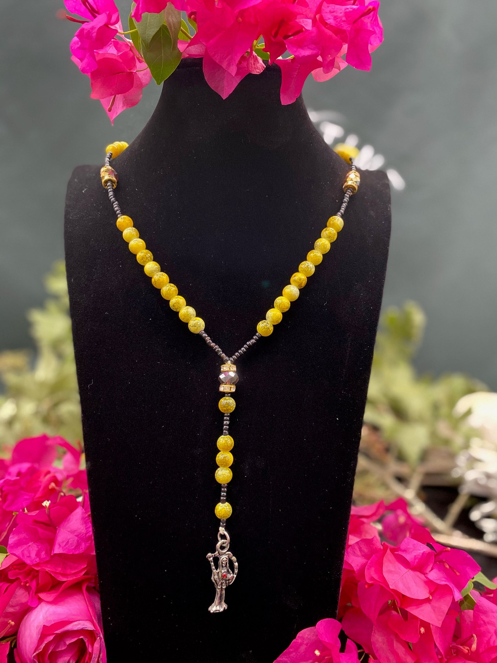 Santa Muerte Amarilla Rosary + Blessed + Handcrafted in Mexico + Rosario