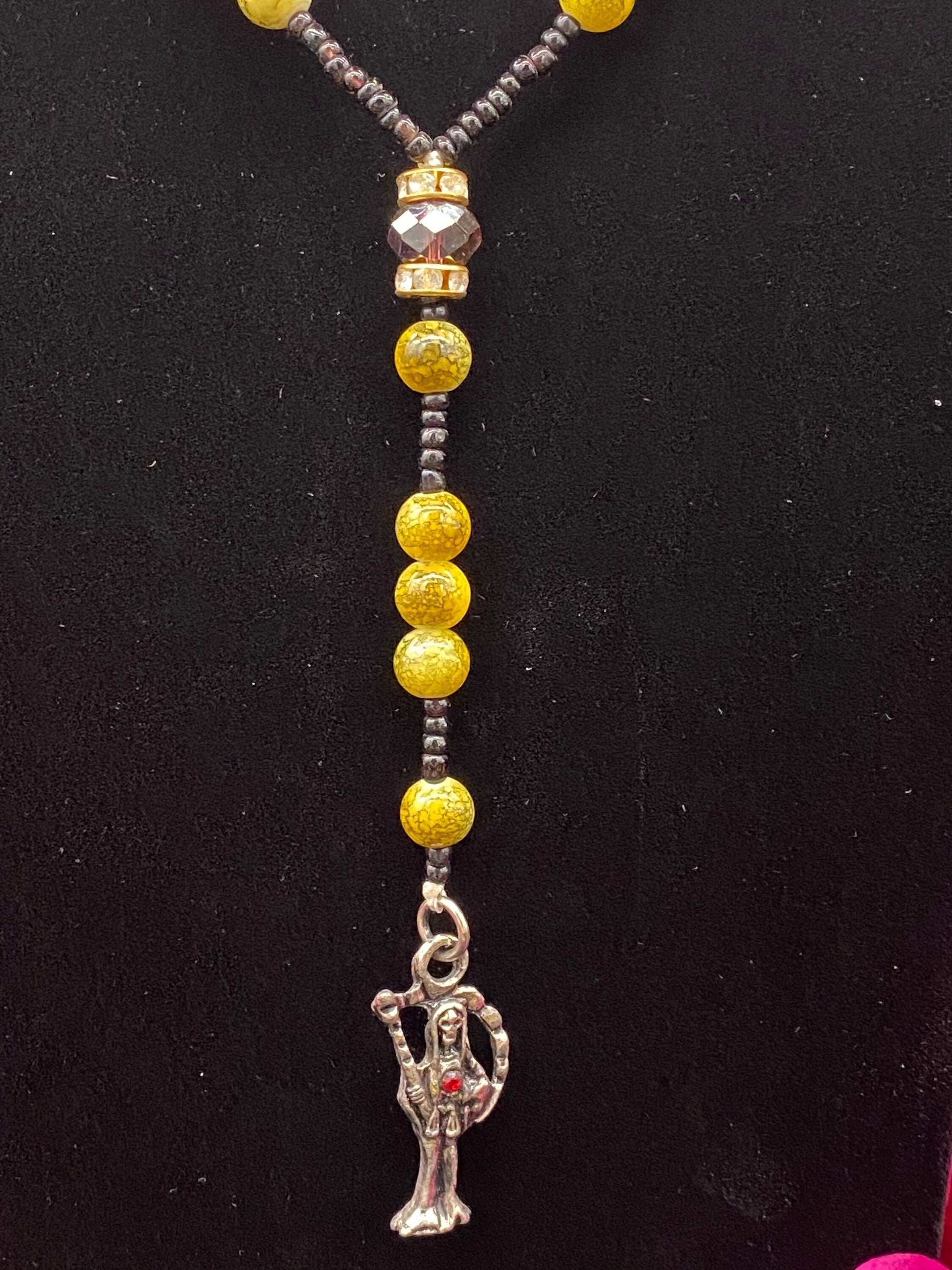 Santa Muerte Amarilla Rosary + Blessed + Handcrafted in Mexico + Rosario