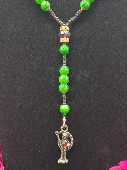 Santa Muerte Verde Rosary + Green + Money + Legal Issues + Justice + Blessed + Handcrafted in Mexico + Rosario
