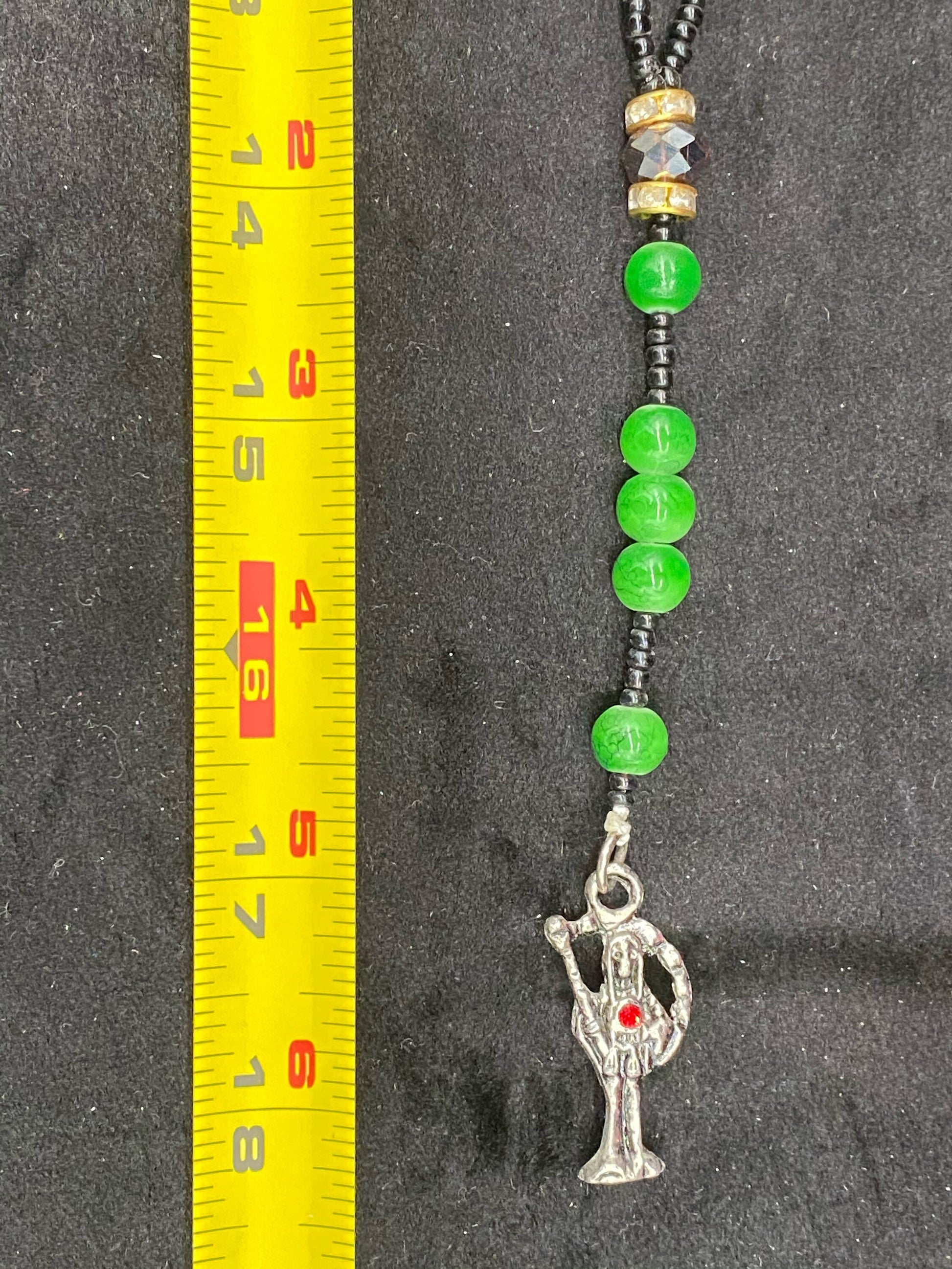 Santa Muerte Verde Rosary + Green + Money + Legal Issues + Justice + Blessed + Handcrafted in Mexico + Rosario
