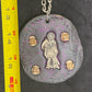Round Santa Muerte Necklace + Purple Glitter + Protection + Made in Mexico