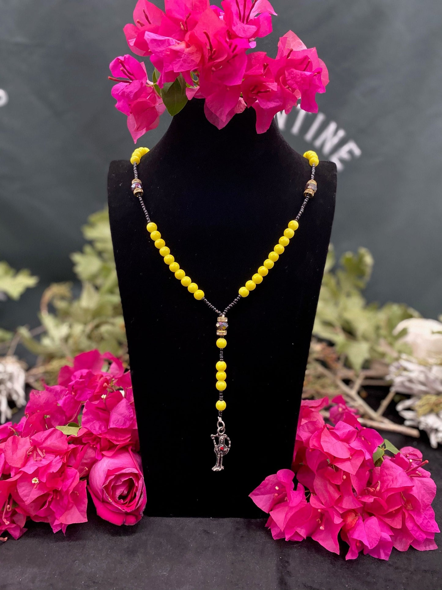 Santa Muerte Amarilla Rosary + Blessed + Handcrafted in Mexico + Rosario