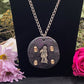 Round Santa Muerte Necklace + Purple Glitter + Protection + Made in Mexico