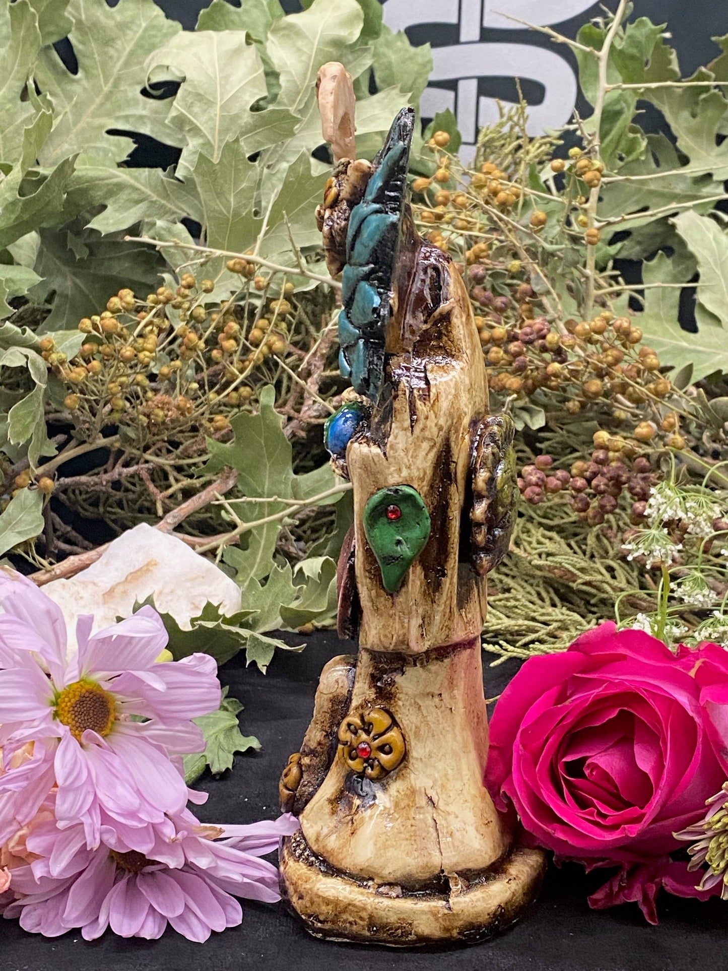 Santa Muerte Azteca Statue + 24K Gold + Baptized + Fixed + Made in Mexico