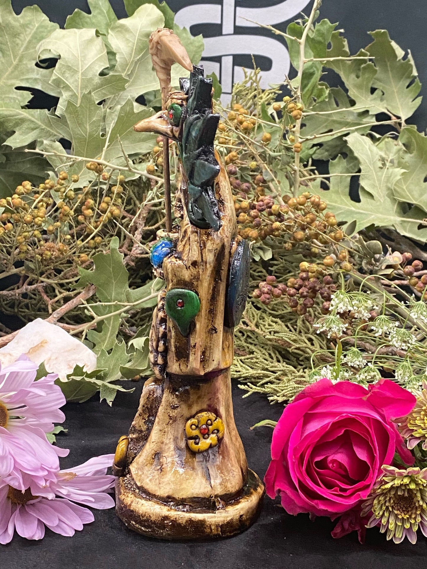 Santa Muerte Azteca Statue + 24K Gold + Baptized + Fixed + Made in Mexico
