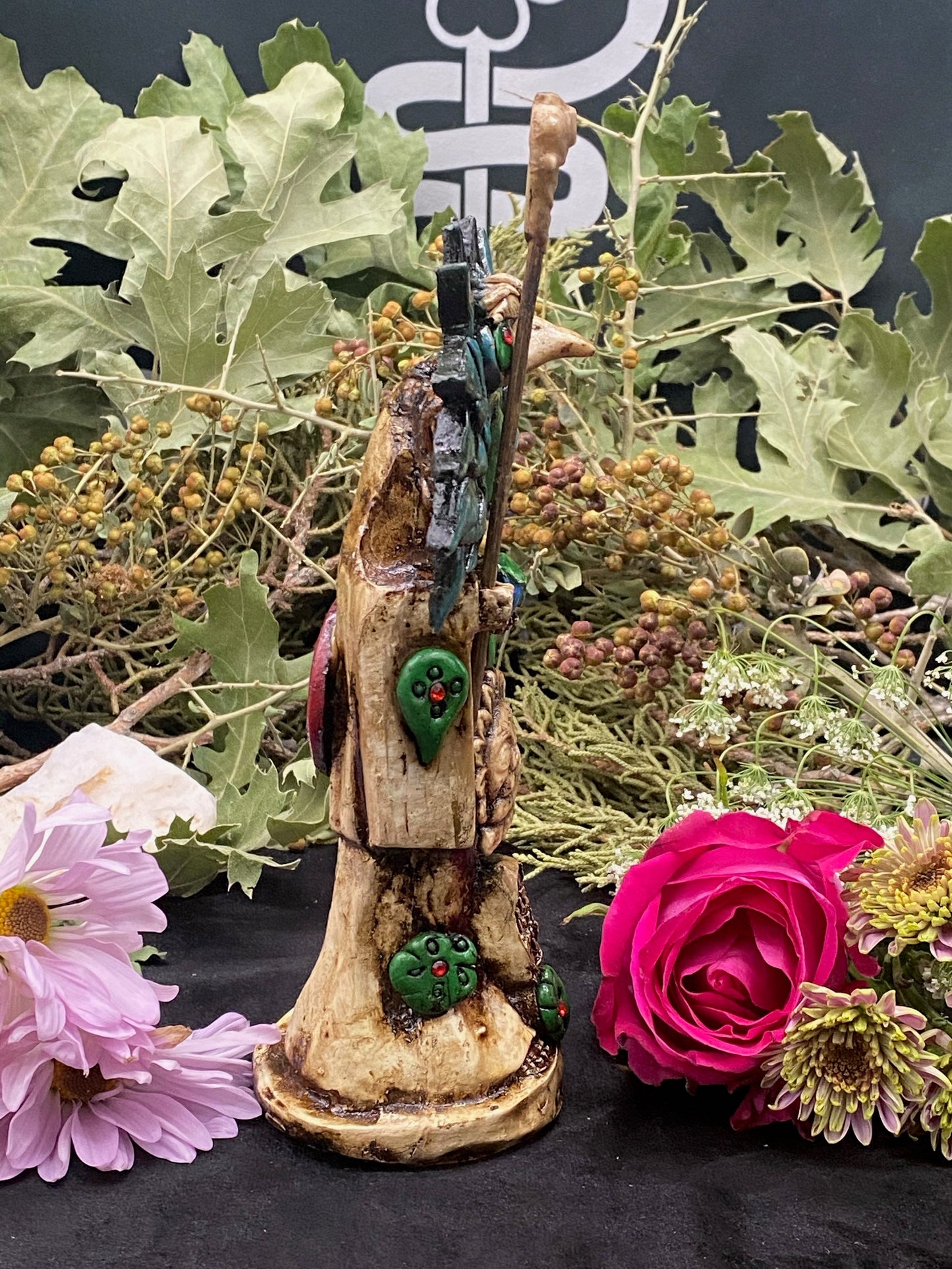 Santa Muerte Azteca Statue + 24K Gold + Baptized + Fixed + Made in Mexico