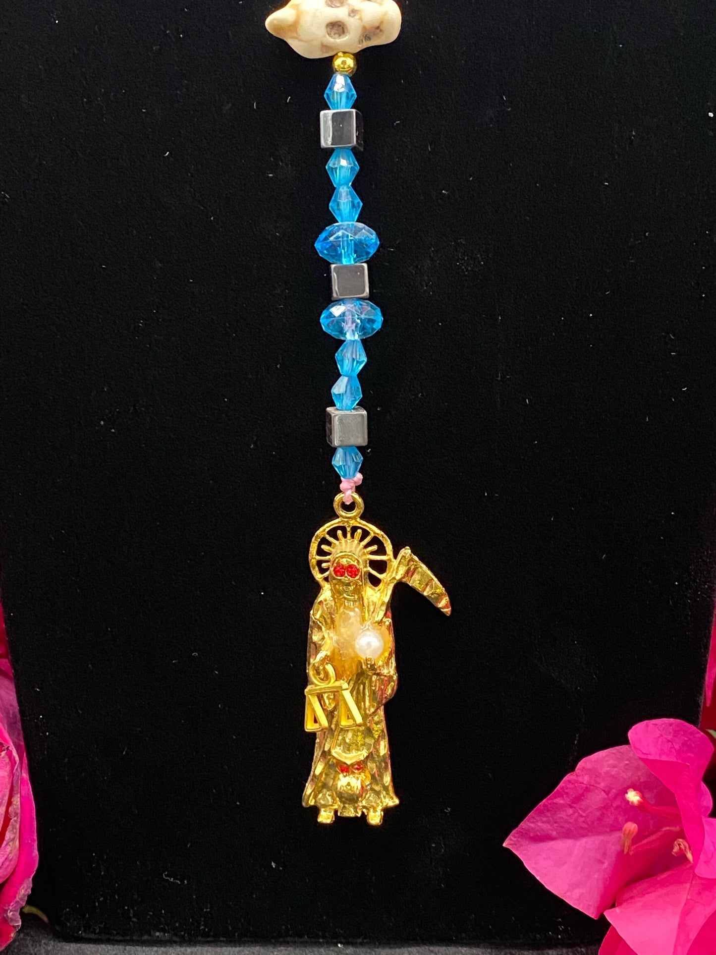 Santa Muerte Azul Rosary + Blue + Blessed + Handcrafted in Mexico + Rosario