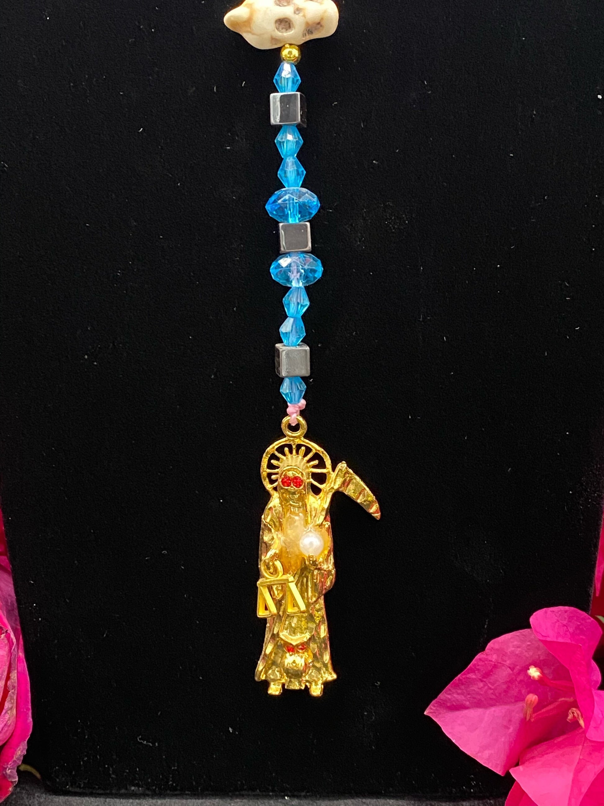 Santa Muerte Azul Rosary + Blue + Blessed + Handcrafted in Mexico + Rosario