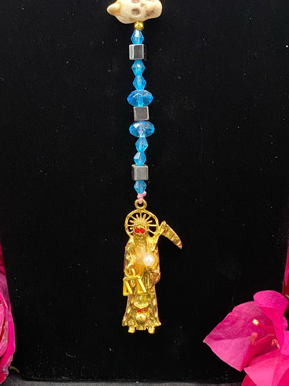 Santa Muerte Azul Rosary + Blue + Blessed + Handcrafted in Mexico + Rosario
