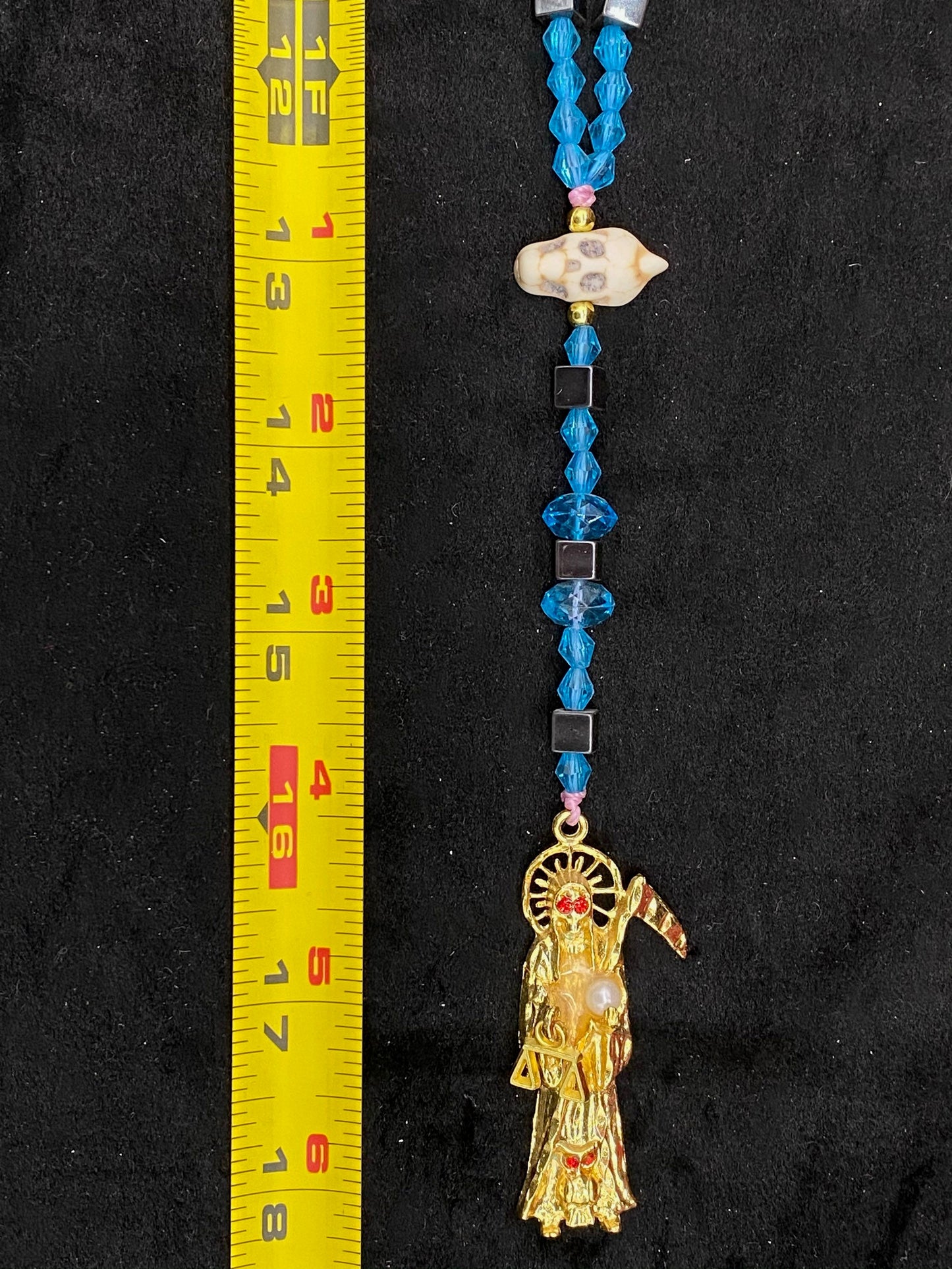 Santa Muerte Azul Rosary + Blue + Blessed + Handcrafted in Mexico + Rosario