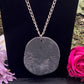 Round Santa Muerte Necklace + Purple Glitter + Protection + Made in Mexico