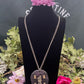 Round Santa Muerte Necklace + Purple Glitter + Protection + Made in Mexico