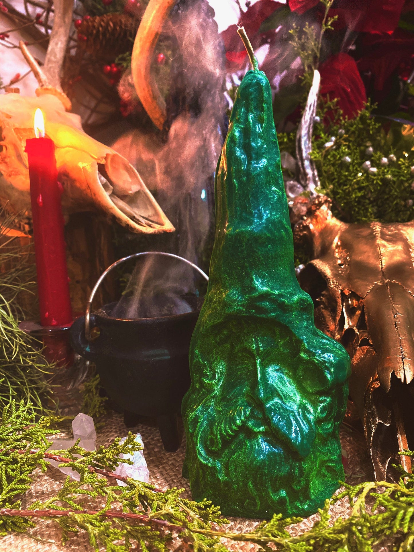Forest Spirit Candle + Gran Bwa + Vodou + Witch + Green Man + Gran Bois + Hand Poured + Wizard