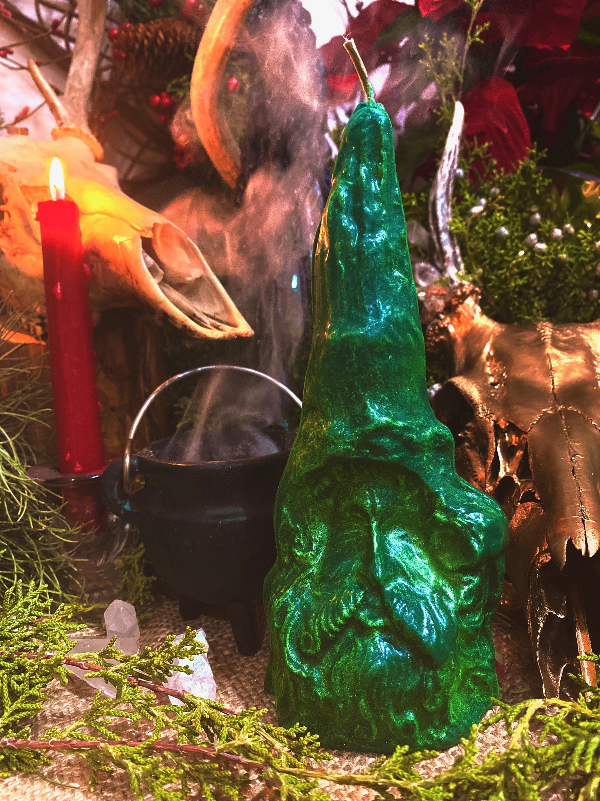 Forest Spirit Candle + Gran Bwa + Vodou + Witch + Green Man + Gran Bois + Hand Poured + Wizard