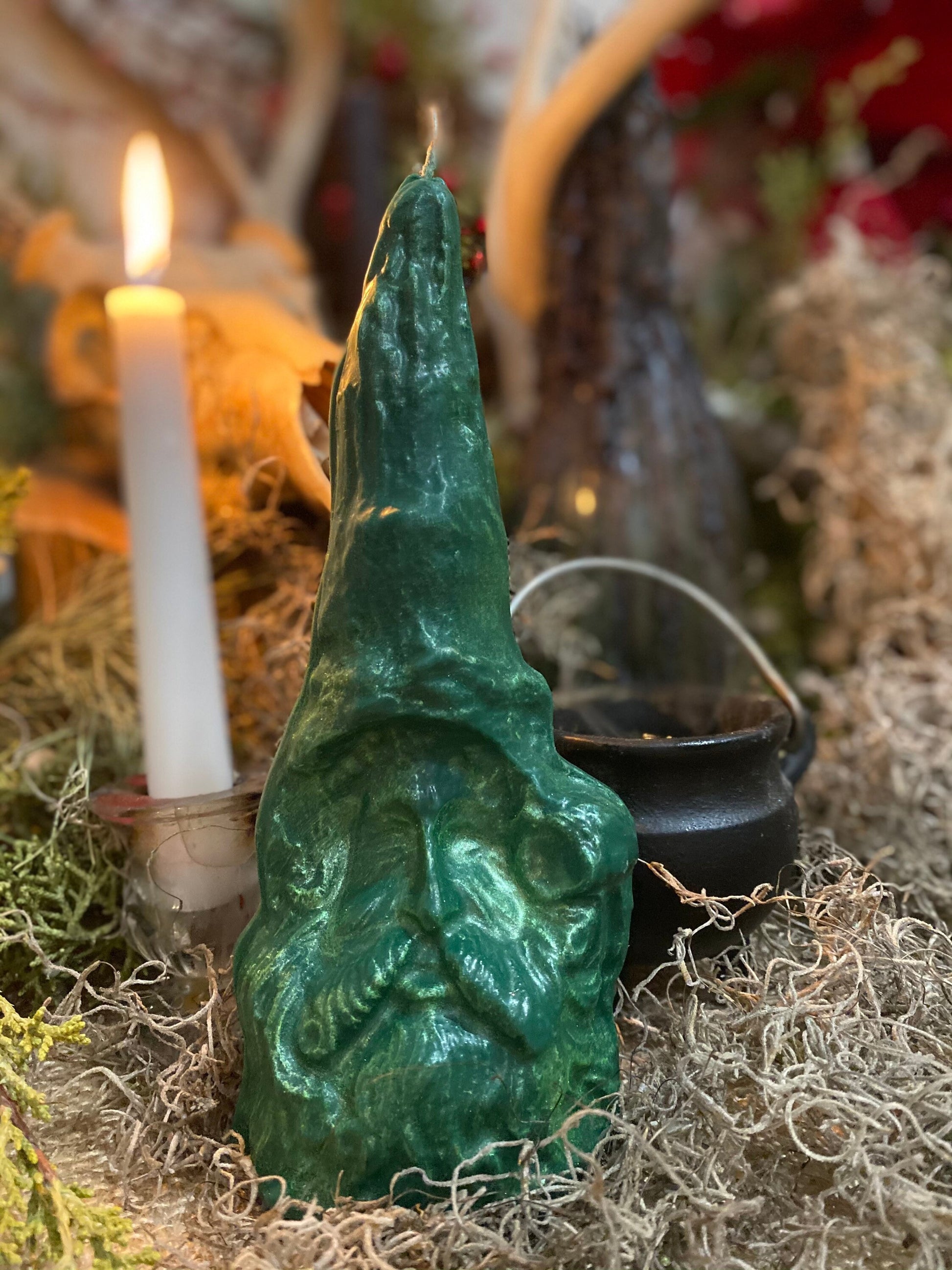 Forest Spirit Candle + Gran Bwa + Vodou + Witch + Green Man + Gran Bois + Hand Poured + Wizard