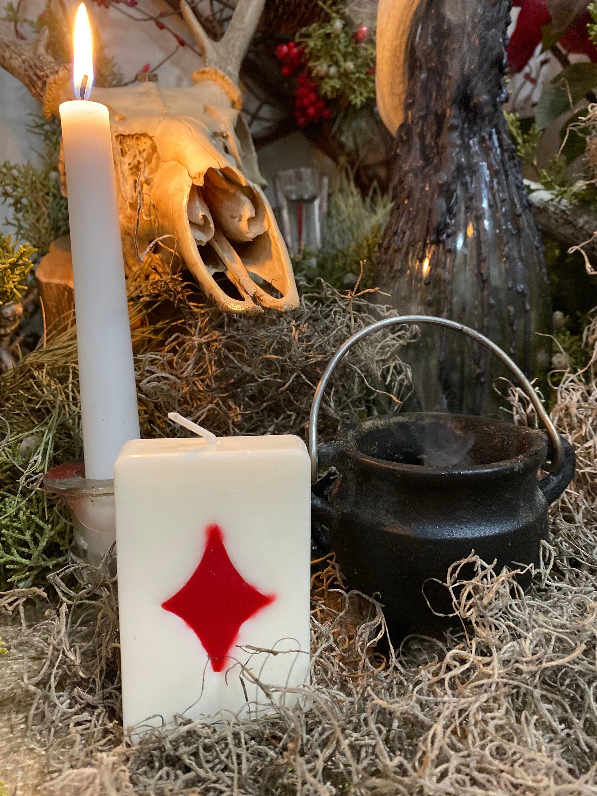 Playing Card Candle + Set of Suits + Conjure + Hoodoo + Folk Magic + Cartomancy + Straight