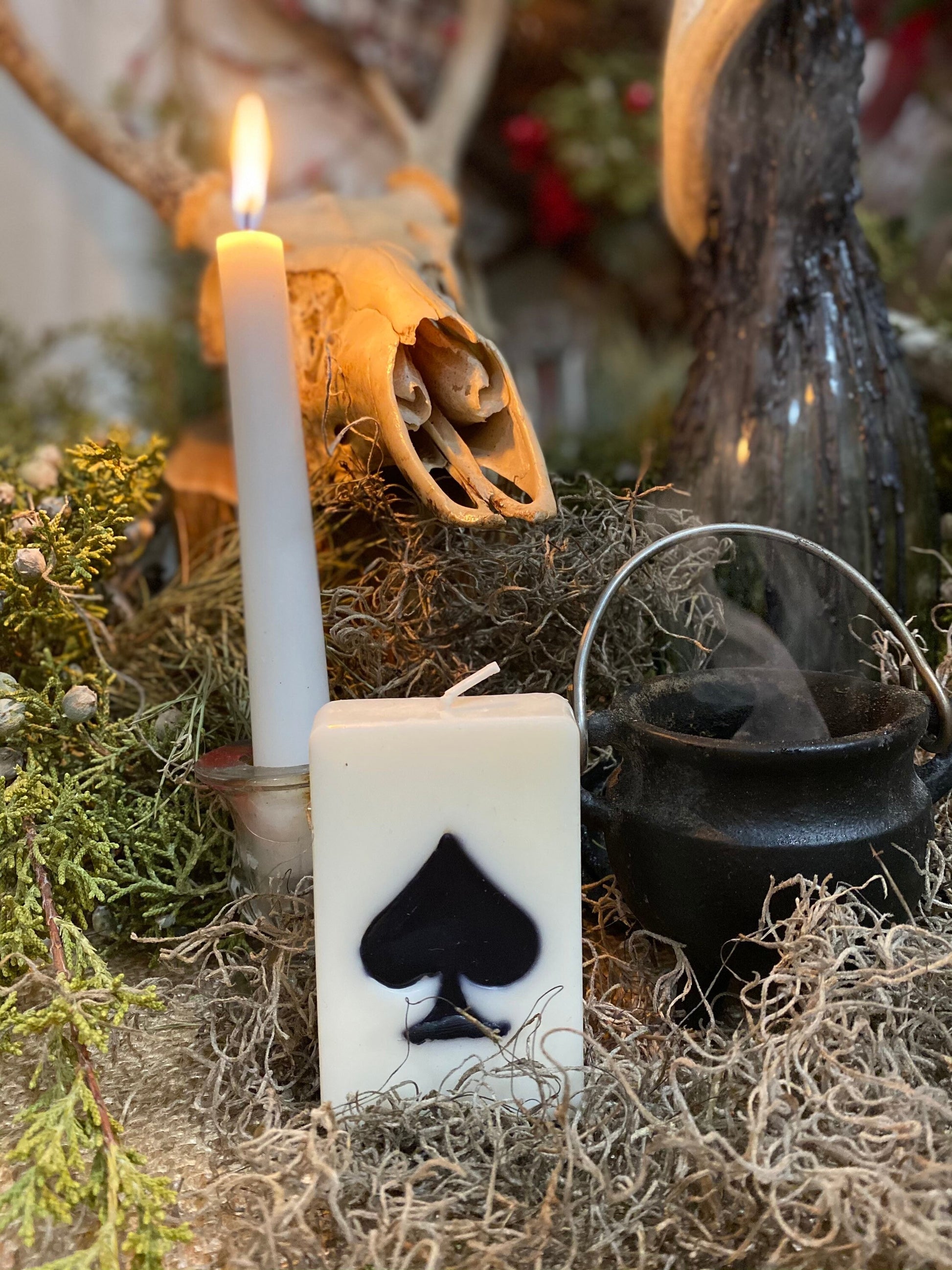 Playing Card Candle + Set of Suits + Conjure + Hoodoo + Folk Magic + Cartomancy + Straight