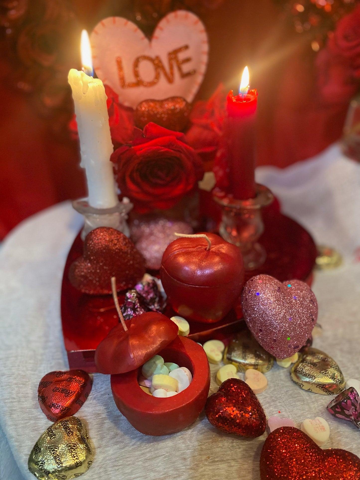 Loadable Apple Candle + Love + Binding + Prosperity + Healing + Santa Muerte