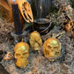 Three Wise Skulls Candle Set + Hear No Evil + See No Evil + Speak No Evil + Stop Jealousy & Gossip + Hide Spells + Santa Muerte