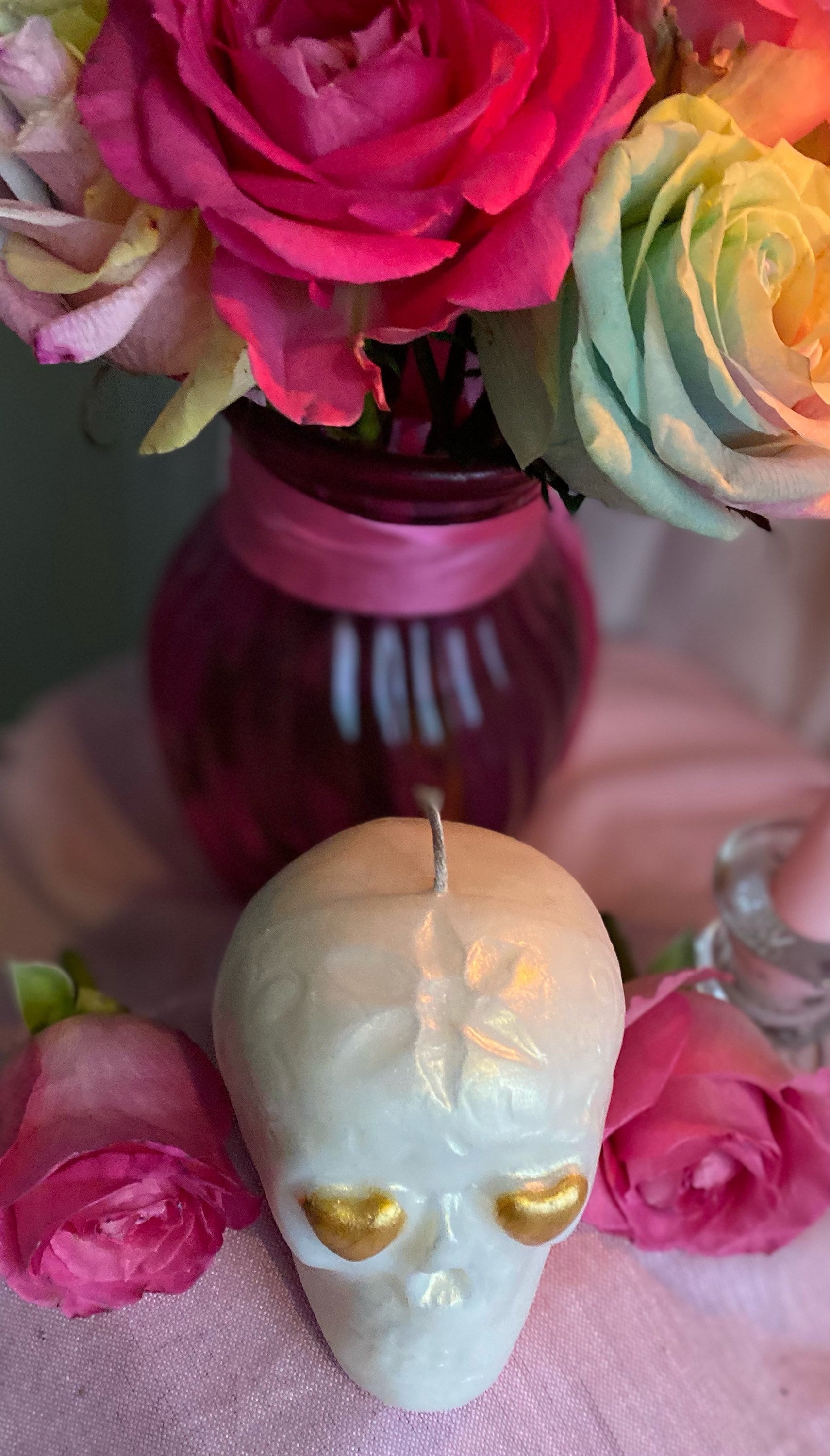 Sugar Skull Candle + Santa Muerte + Dia de los Muertos + Love