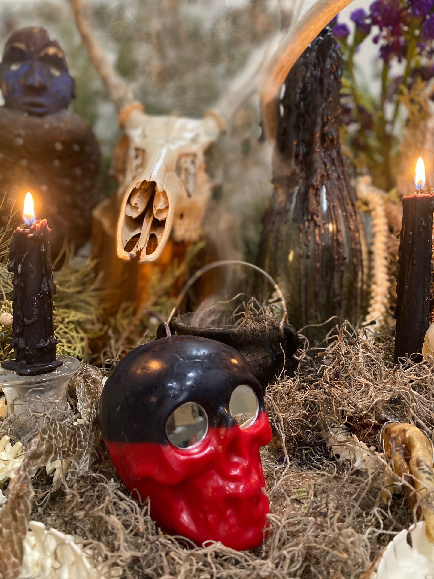Reversing Skull Candle with Mirror Eyes + Revealing + Mirror Work + Elegua + Papa Legba New Orleans + Esu + Baron del Cemeterio + Met Kalfou