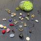 Small Vintage Fargostein Tinned Travel Bone, Shell, and Trinket Divination Collection (35 Pieces)