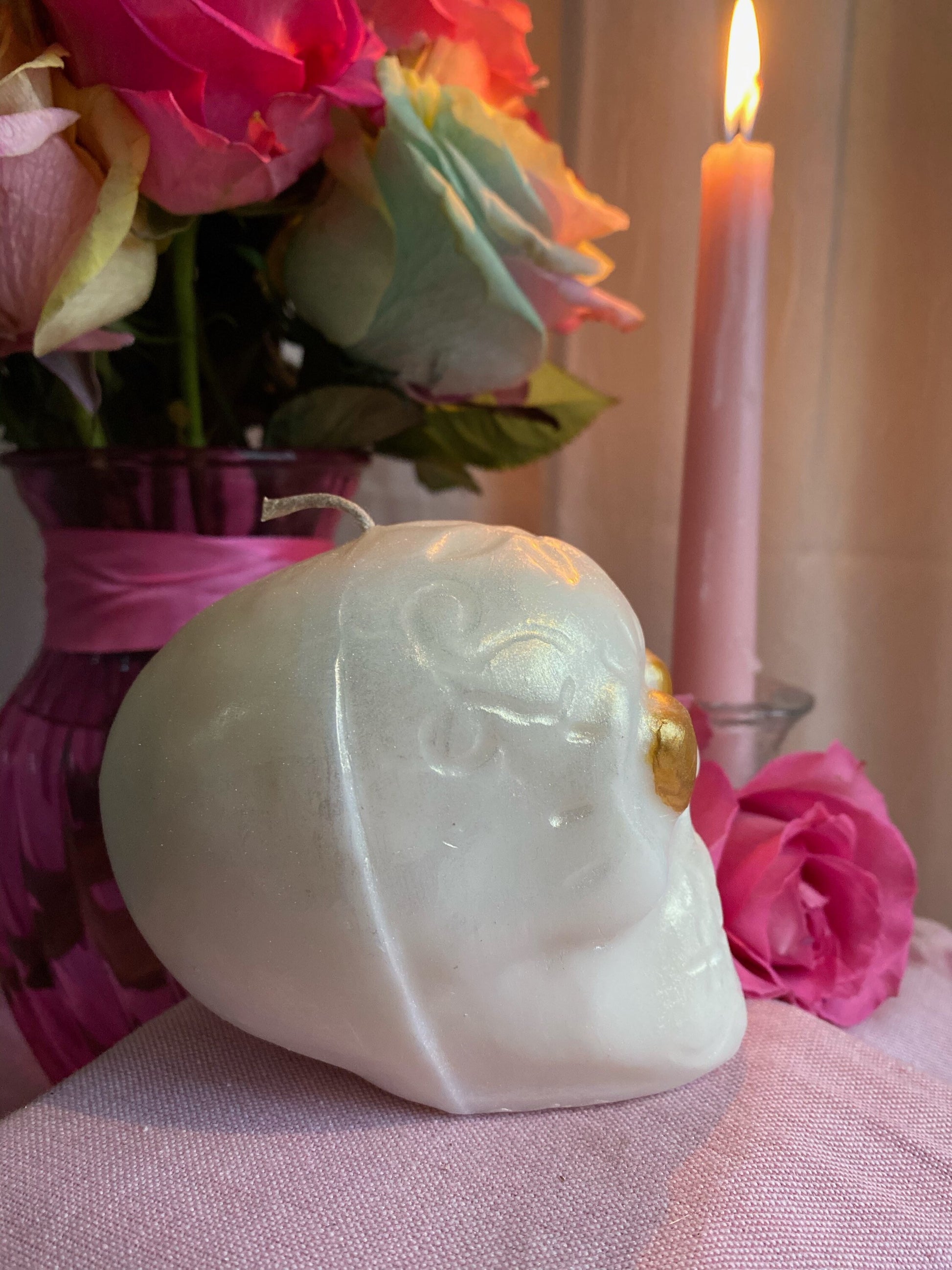Sugar Skull Candle + Santa Muerte + Dia de los Muertos + Love