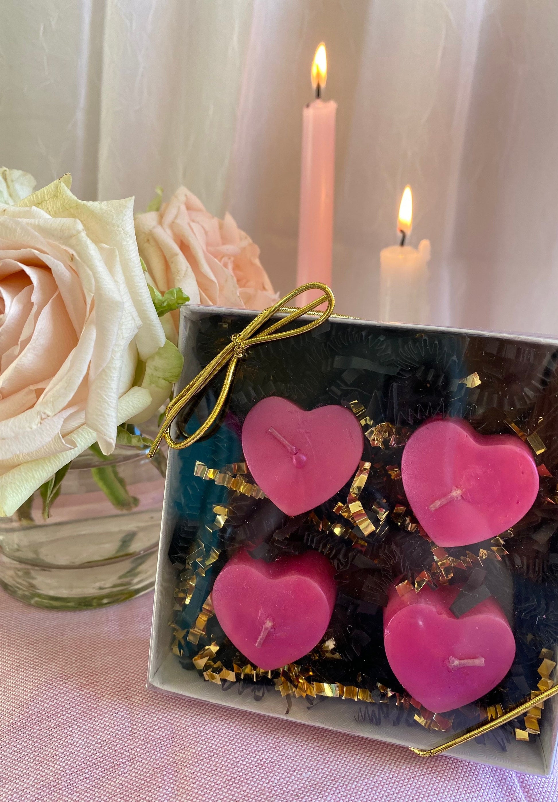 Heart Tealight Candles in Gift Box + Love + Passion