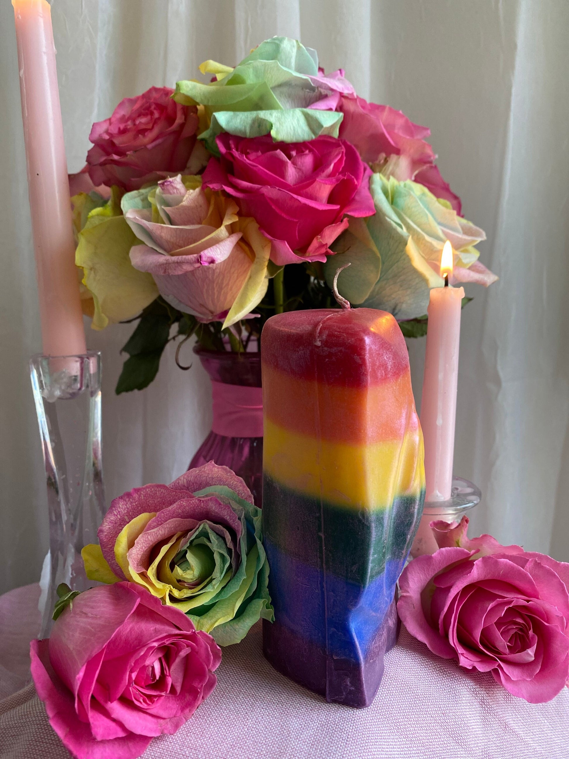 Square Rainbow Vagina Candle + Vulva + Lesbian Pride + Queer + Bisexual