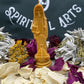 Santa Muerte Dorada Figure Candle + Money + Prosperity + Gold + Oro + 24K Gold
