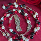 Santa Muerte Rosary + Traditional Colors + Three Robes + Sterling Silver Plated Chain + Handcrafted + Tricolor