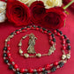 Santa Muerte Reversing Rosary + Red & Black Robes + Overcome Enemies + Blessed + Sterling Silver Plated Chain + Handcrafted + Amarres