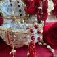 Santa Muerte Roja Rosary + 3 Robes + Blessed + Sterling Silver Plated Chain + Handcrafted + Rosario