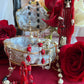 Santa Muerte Roja Rosary + 3 Robes + Blessed + Sterling Silver Plated Chain + Handcrafted + Rosario