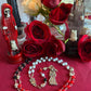 Santa Muerte Rosary + Gemstone + Blessed + Traditional Colors + Three Robes + Sterling Silver Plated Chain + Handcrafted