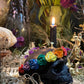 Skull Candle with Rainbow Roses + Hand Painted