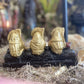 Santa Muerte Dorada Hear No, Speak No, See No Evil Statue + Gold + Baptized + Made in Mexico + Tetragrammaton + Stop Gossip + Hide Spellwor