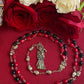 Santa Muerte Reversing Rosary + Red & Black Robes + Overcome Enemies + Blessed + Sterling Silver Plated Chain + Handcrafted + Amarres