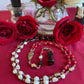 Santa Muerte Negra Rosary + Three Robes + Sterling Silver Plated Chain + Traditional Colors + Blessed + Rosario