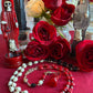 Santa Muerte Roja Rosary + 3 Robes + Blessed + Sterling Silver Plated Chain + Handcrafted + Rosario