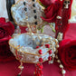 Santa Muerte Roja Rosary + 3 Robes + Blessed + Sterling Silver Plated Chain + Handcrafted + Rosario