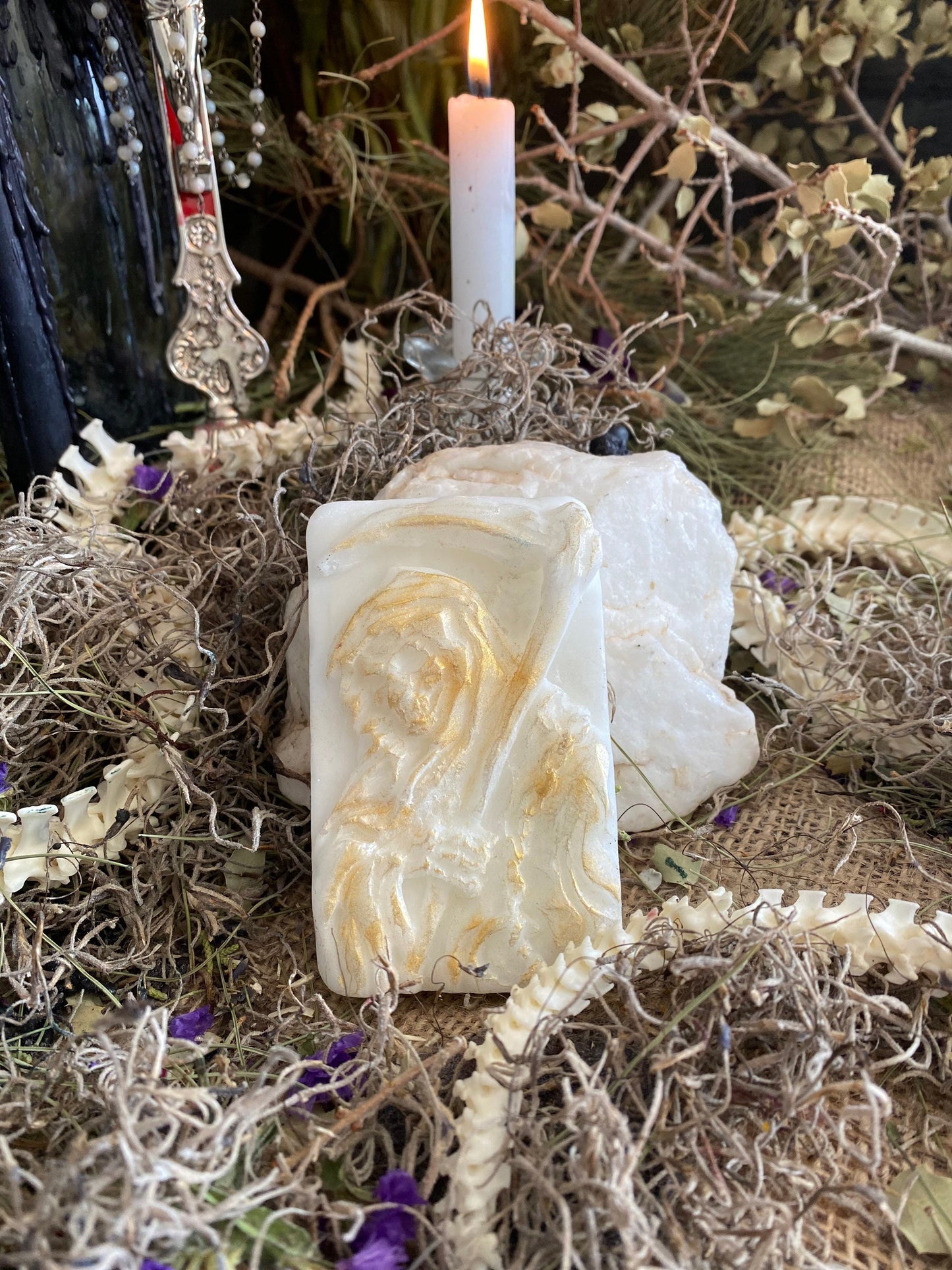 Large Santa Muerte Soap + Traditional Colors + Three Robes + Handcrafted