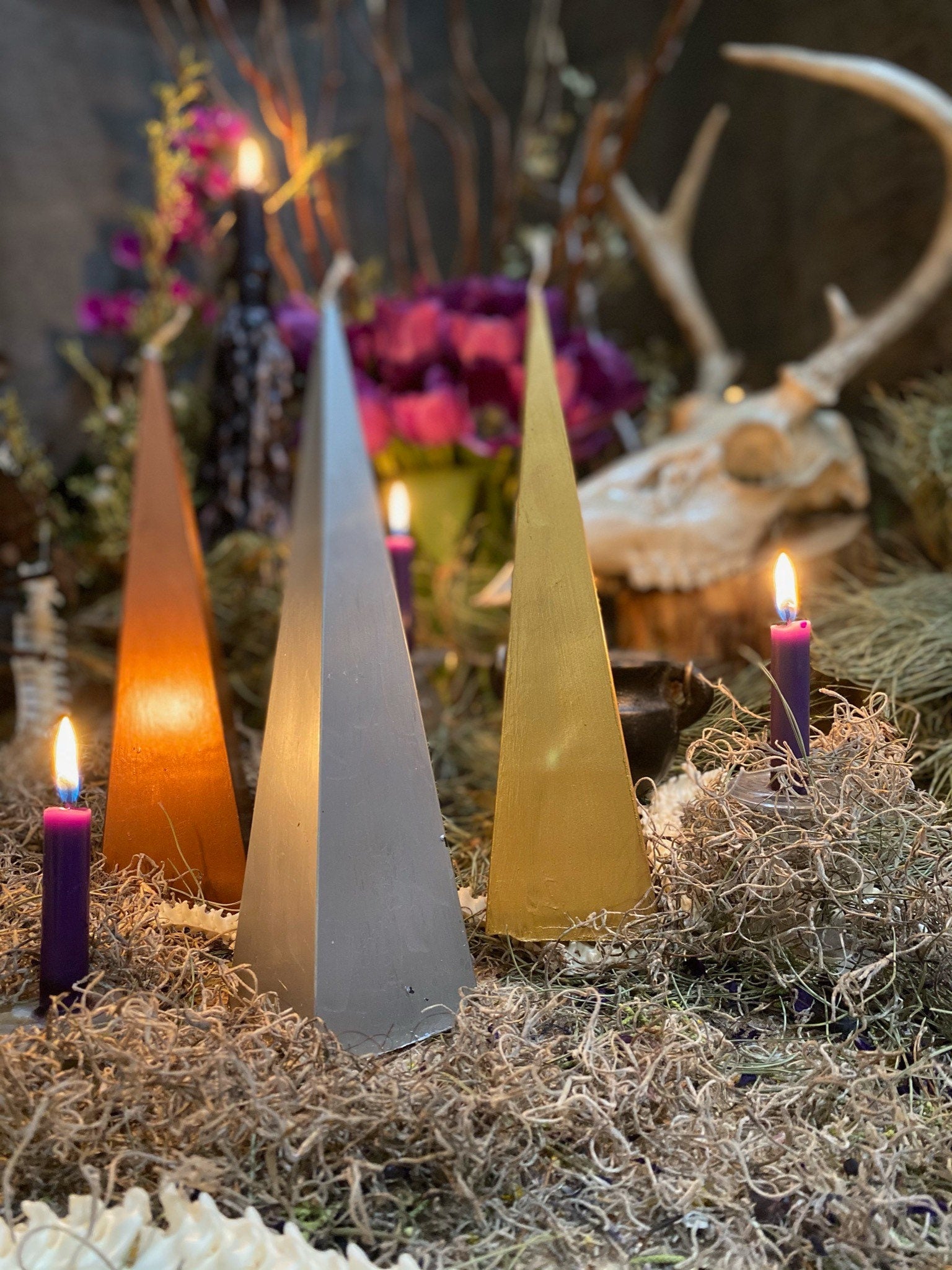 Metallic Pyramid Figure Candle